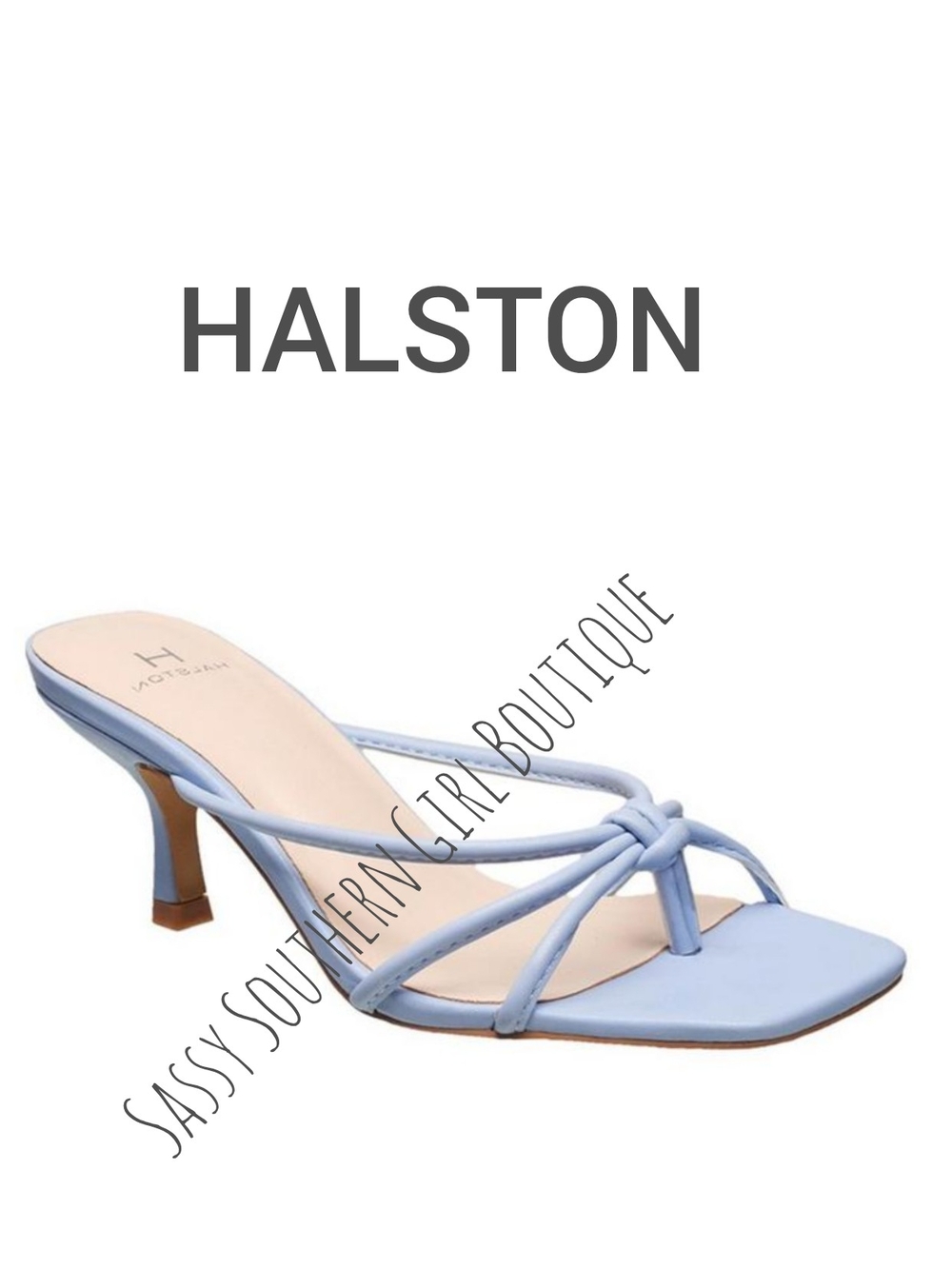🆕⭐Halston Heritage Women's Light Blue Strappy Knot Heeled Sandal